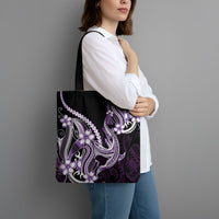 Purple Black Aloha Hawaii Tote Bag Polynesian Shark Tattoo Plumeria