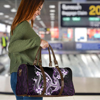 Purple Black Aloha Hawaii Travel Bag Polynesian Shark Tattoo Plumeria