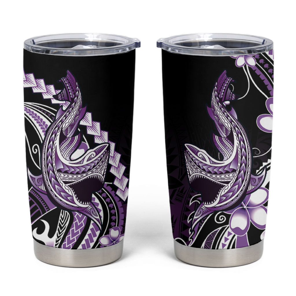 Purple Black Aloha Hawaii Tumbler Cup Polynesian Shark Tattoo Plumeria