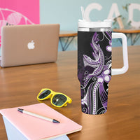 Purple Black Aloha Hawaii Tumbler With Handle Polynesian Shark Tattoo Plumeria LT14 - Polynesian Pride