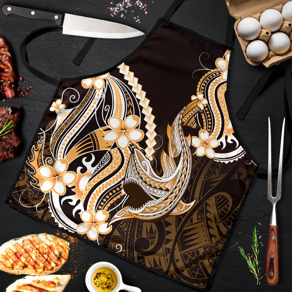 Orange Black Aloha Hawaii Apron Polynesian Shark Tattoo Plumeria