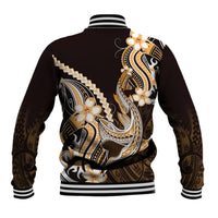 Orange Black Aloha Hawaii Baseball Jacket Polynesian Shark Tattoo Plumeria