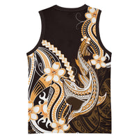 Orange Black Aloha Hawaii Basketball Jersey Polynesian Shark Tattoo Plumeria