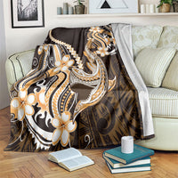 Orange Black Aloha Hawaii Blanket Polynesian Shark Tattoo Plumeria