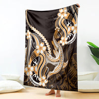 Orange Black Aloha Hawaii Blanket Polynesian Shark Tattoo Plumeria