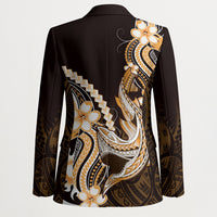 Orange Black Aloha Hawaii Blazer Polynesian Shark Tattoo Plumeria