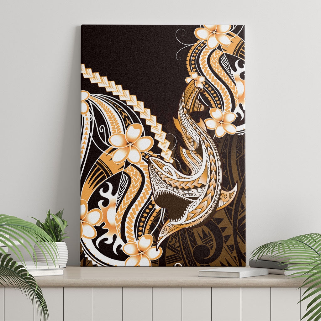 Orange Black Aloha Hawaii Canvas Wall Art Polynesian Shark Tattoo Plumeria