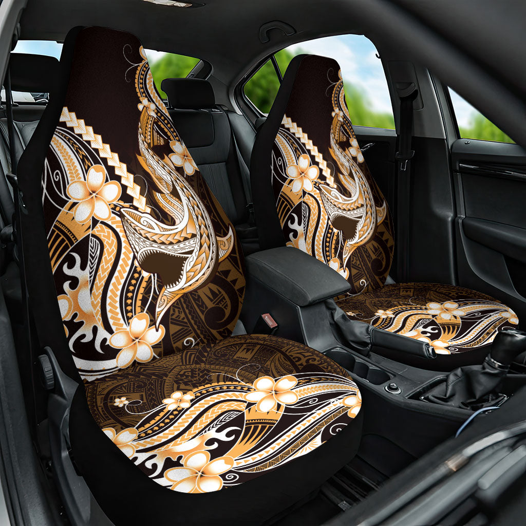 Orange Black Aloha Hawaii Car Seat Cover Polynesian Shark Tattoo Plumeria LT14 One Size Orange - Polynesian Pride