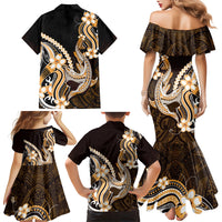 Orange Black Aloha Hawaii Family Matching Mermaid Dress and Hawaiian Shirt Polynesian Shark Tattoo Plumeria LT14 - Polynesian Pride
