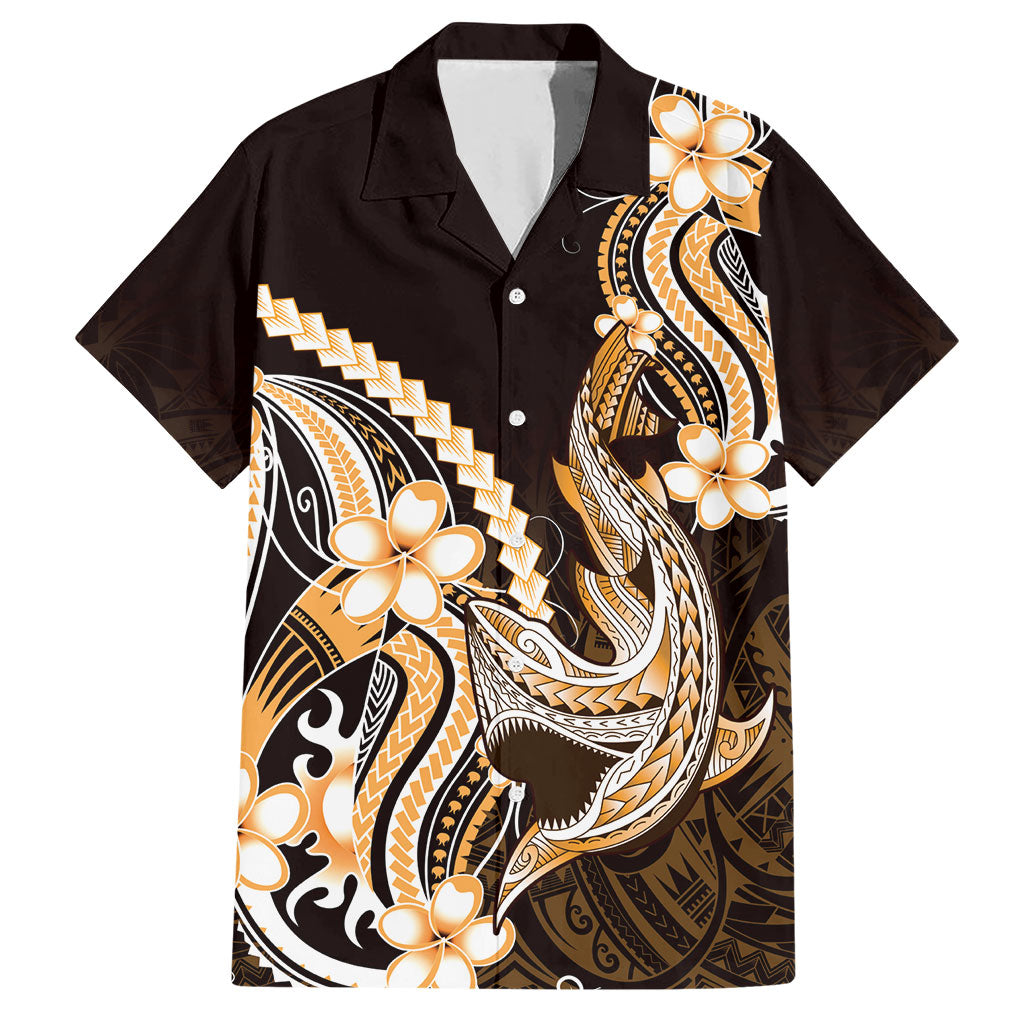 Orange Black Aloha Hawaii Hawaiian Shirt Polynesian Shark Tattoo Plumeria LT14 Orange - Polynesian Pride