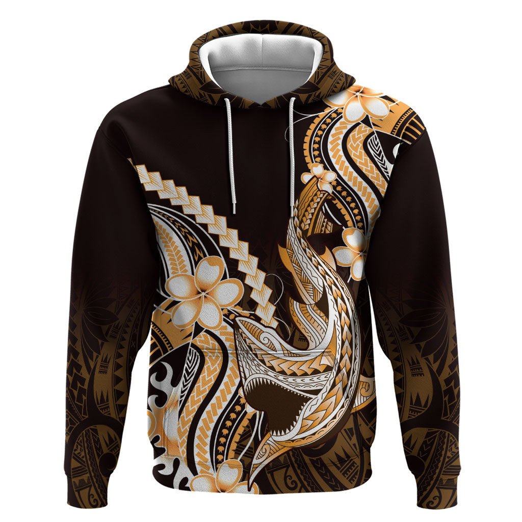 Orange Black Aloha Hawaii Hoodie Polynesian Shark Tattoo Plumeria