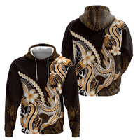Orange Black Aloha Hawaii Hoodie Polynesian Shark Tattoo Plumeria