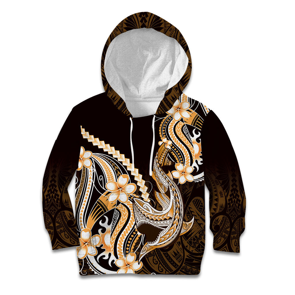 Orange Black Aloha Hawaii Kid Hoodie Polynesian Shark Tattoo Plumeria LT14 Hoodie Orange - Polynesian Pride