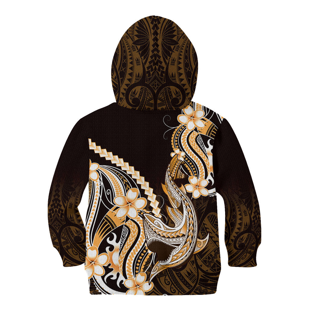 Orange Black Aloha Hawaii Kid Hoodie Polynesian Shark Tattoo Plumeria LT14 - Polynesian Pride