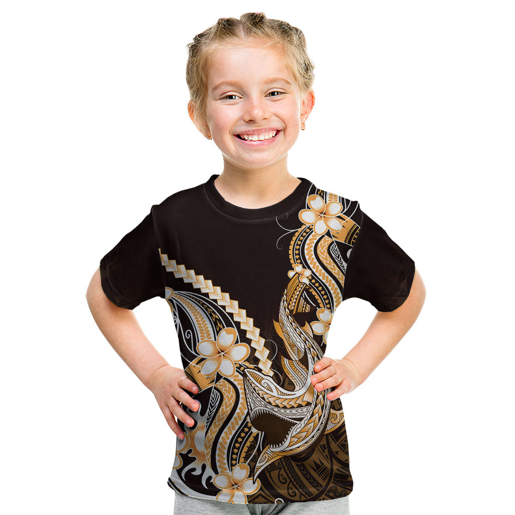 Orange Black Aloha Hawaii Kid T Shirt Polynesian Shark Tattoo Plumeria LT14 Orange - Polynesian Pride