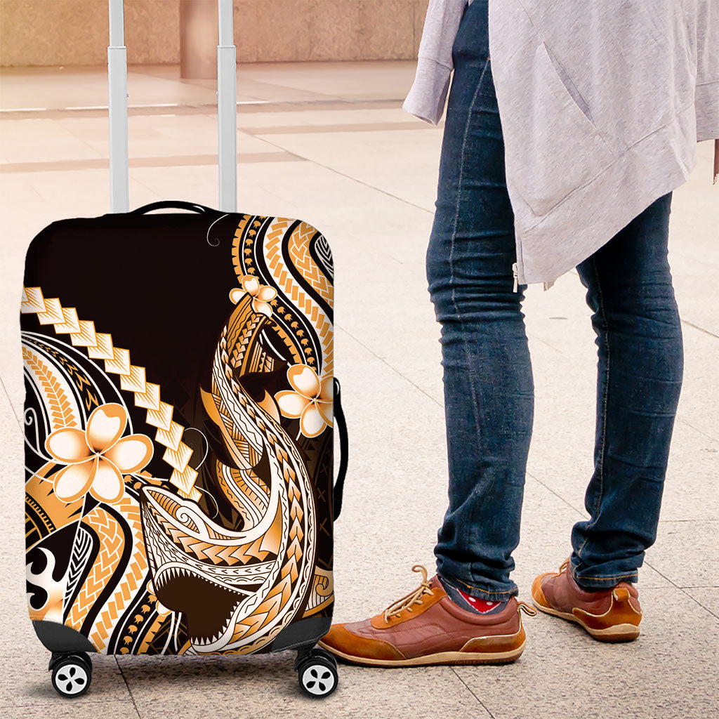 Orange Black Aloha Hawaii Luggage Cover Polynesian Shark Tattoo Plumeria LT14 Orange - Polynesian Pride