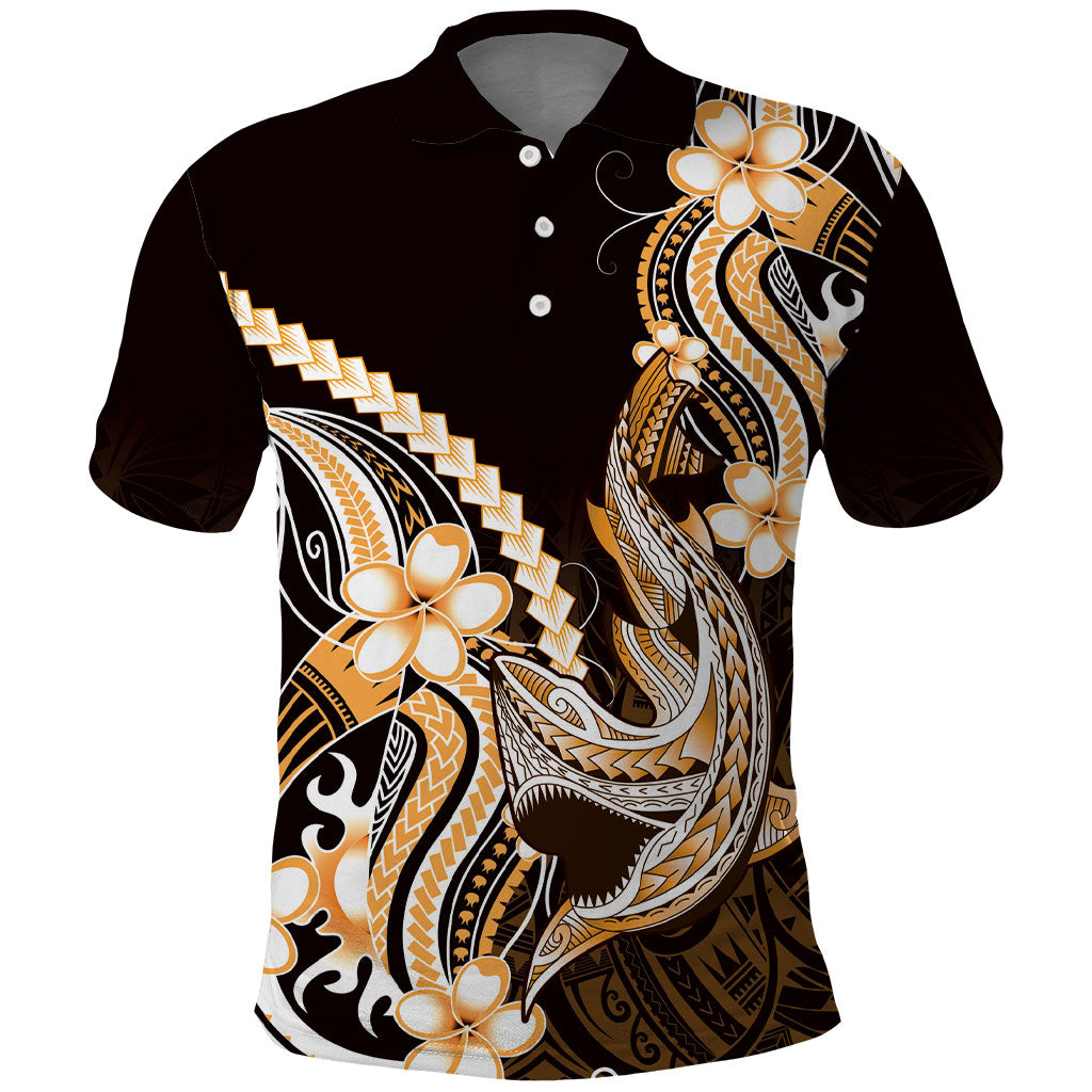 Orange Black Aloha Hawaii Polo Shirt Polynesian Shark Tattoo Plumeria LT14 Orange - Polynesian Pride