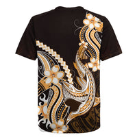 Orange Black Aloha Hawaii Rugby Jersey Polynesian Shark Tattoo Plumeria