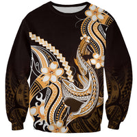 Orange Black Aloha Hawaii Sweatshirt Polynesian Shark Tattoo Plumeria