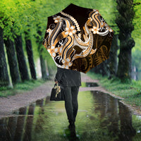 Orange Black Aloha Hawaii Umbrella Polynesian Shark Tattoo Plumeria