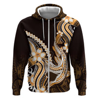 Orange Black Aloha Hawaii Zip Hoodie Polynesian Shark Tattoo Plumeria