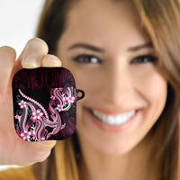 Pink Black Aloha Hawaii AirPods Case Polynesian Shark Tattoo Plumeria