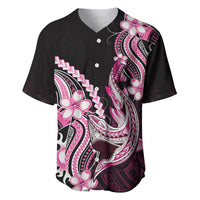 Pink Black Aloha Hawaii Baseball Jersey Polynesian Shark Tattoo Plumeria