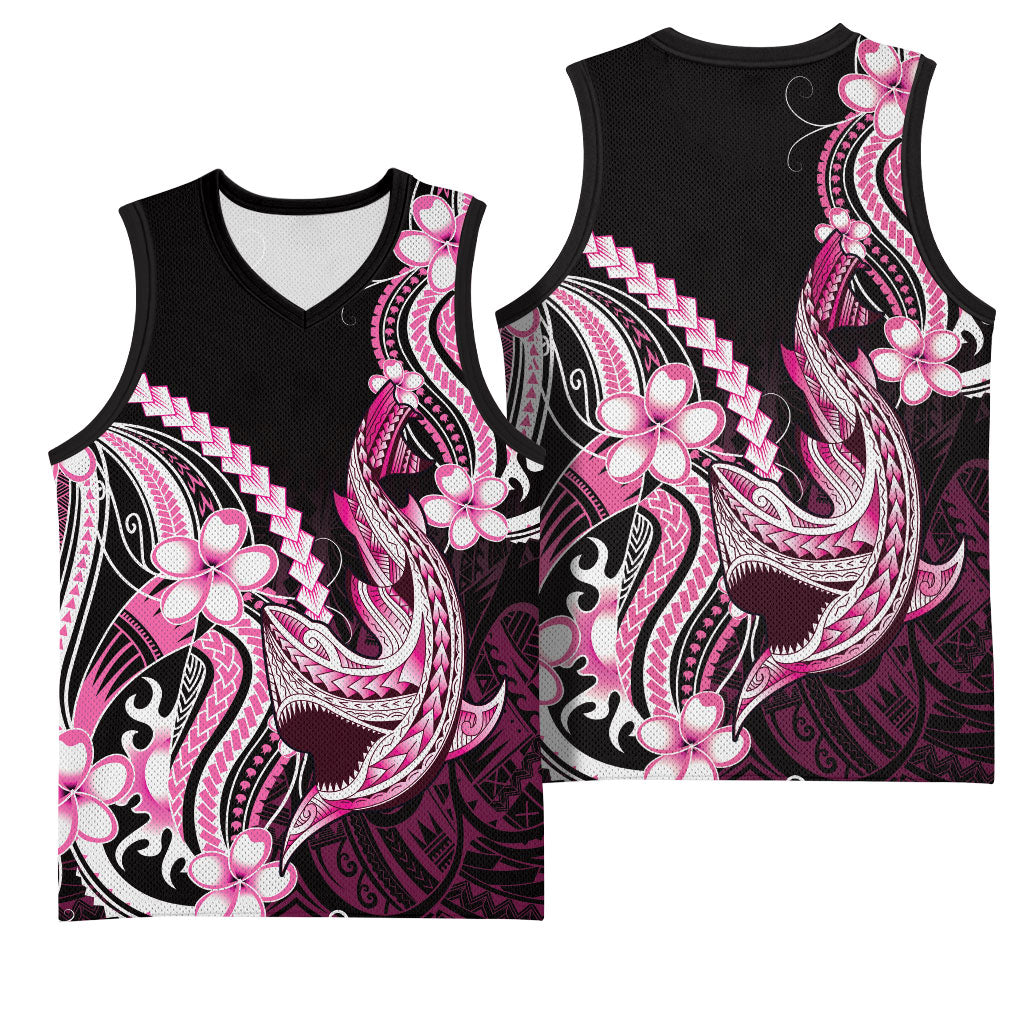 Pink Black Aloha Hawaii Basketball Jersey Polynesian Shark Tattoo Plumeria LT14 - Polynesian Pride