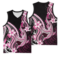 Pink Black Aloha Hawaii Basketball Jersey Polynesian Shark Tattoo Plumeria LT14 - Polynesian Pride
