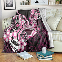 Pink Black Aloha Hawaii Blanket Polynesian Shark Tattoo Plumeria