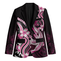 Pink Black Aloha Hawaii Blazer Polynesian Shark Tattoo Plumeria