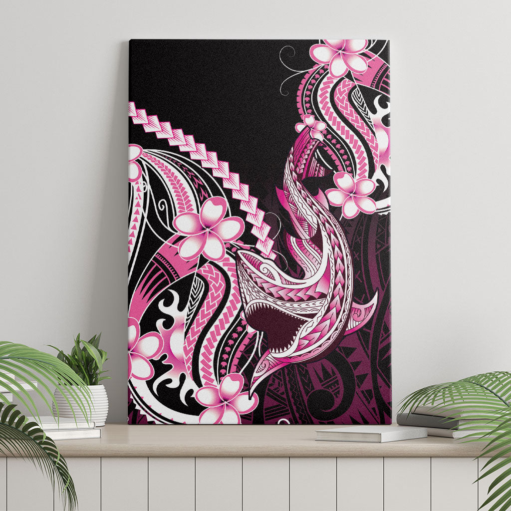 Pink Black Aloha Hawaii Canvas Wall Art Polynesian Shark Tattoo Plumeria