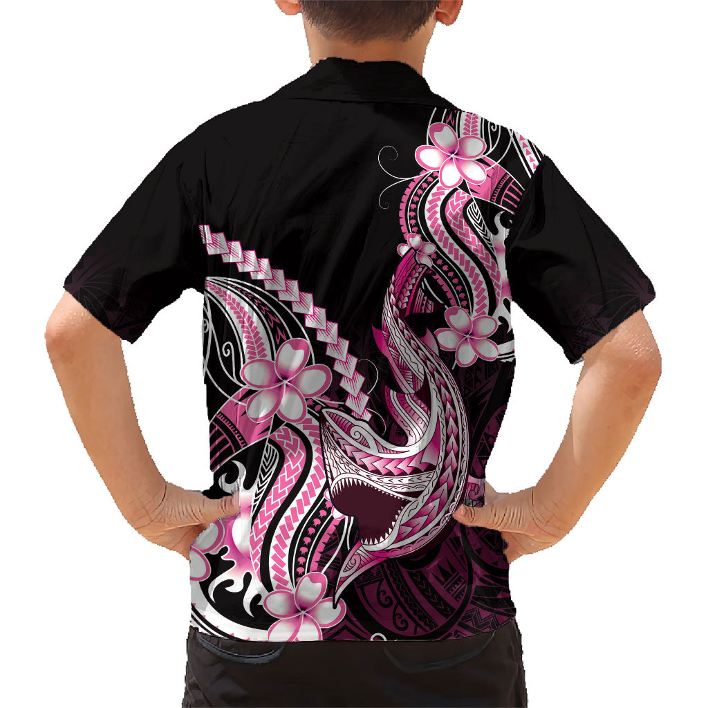 Pink Black Aloha Hawaii Family Matching Mermaid Dress and Hawaiian Shirt Polynesian Shark Tattoo Plumeria LT14 - Polynesian Pride