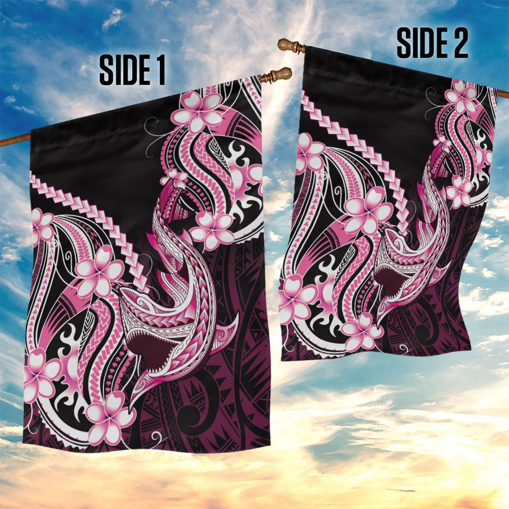 Pink Black Aloha Hawaii Garden Flag Polynesian Shark Tattoo Plumeria