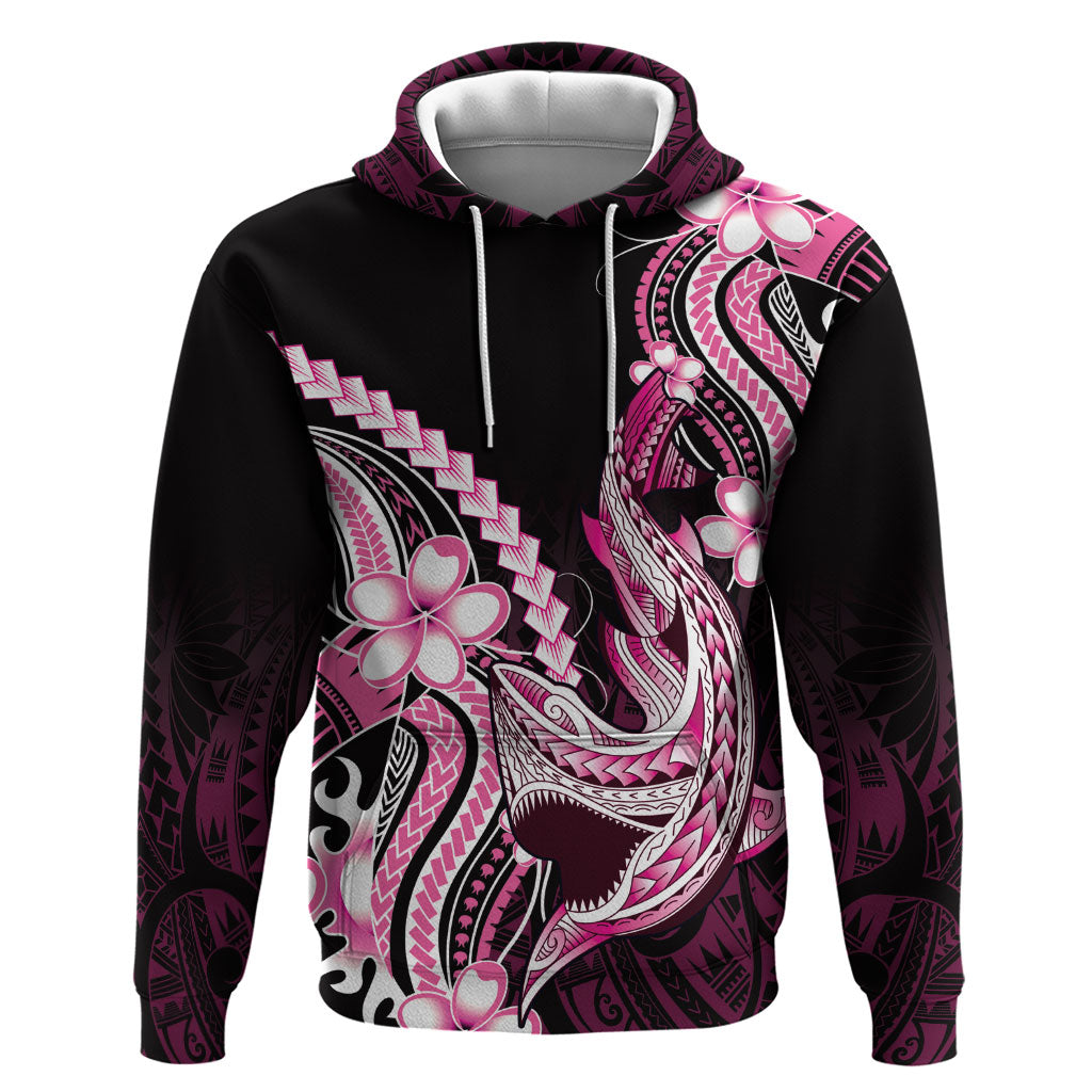 Pink Black Aloha Hawaii Hoodie Polynesian Shark Tattoo Plumeria
