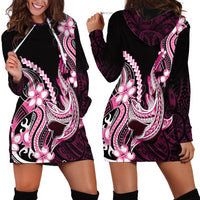 Pink Black Aloha Hawaii Hoodie Dress Polynesian Shark Tattoo Plumeria LT14 - Polynesian Pride