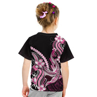 Pink Black Aloha Hawaii Kid T Shirt Polynesian Shark Tattoo Plumeria