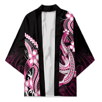 Pink Black Aloha Hawaii Kimono Polynesian Shark Tattoo Plumeria