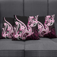 Pink Black Aloha Hawaii Pillow Cover Polynesian Shark Tattoo Plumeria