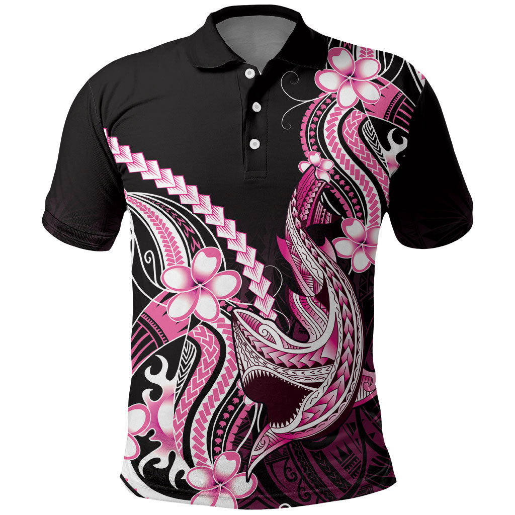 Pink Black Aloha Hawaii Polo Shirt Polynesian Shark Tattoo Plumeria LT14 Pink - Polynesian Pride