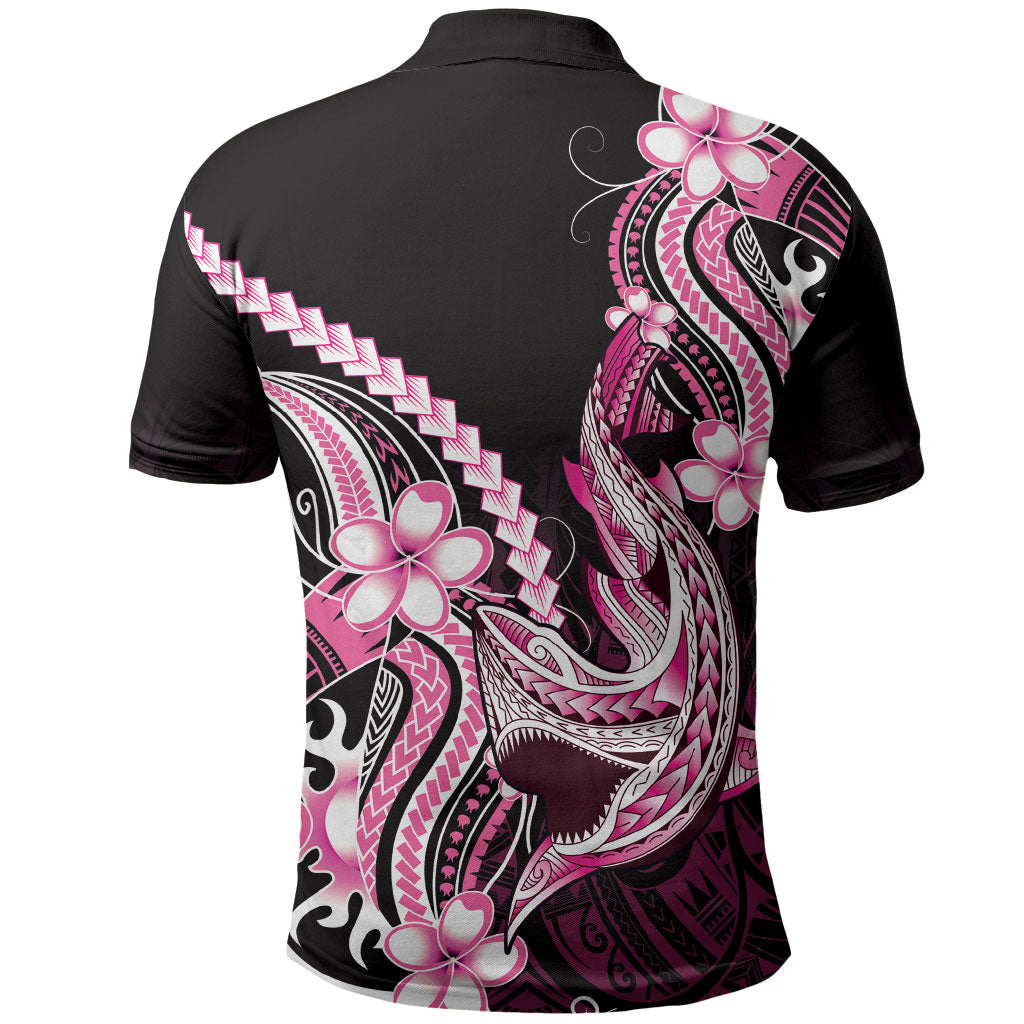 Pink Black Aloha Hawaii Polo Shirt Polynesian Shark Tattoo Plumeria LT14 - Polynesian Pride