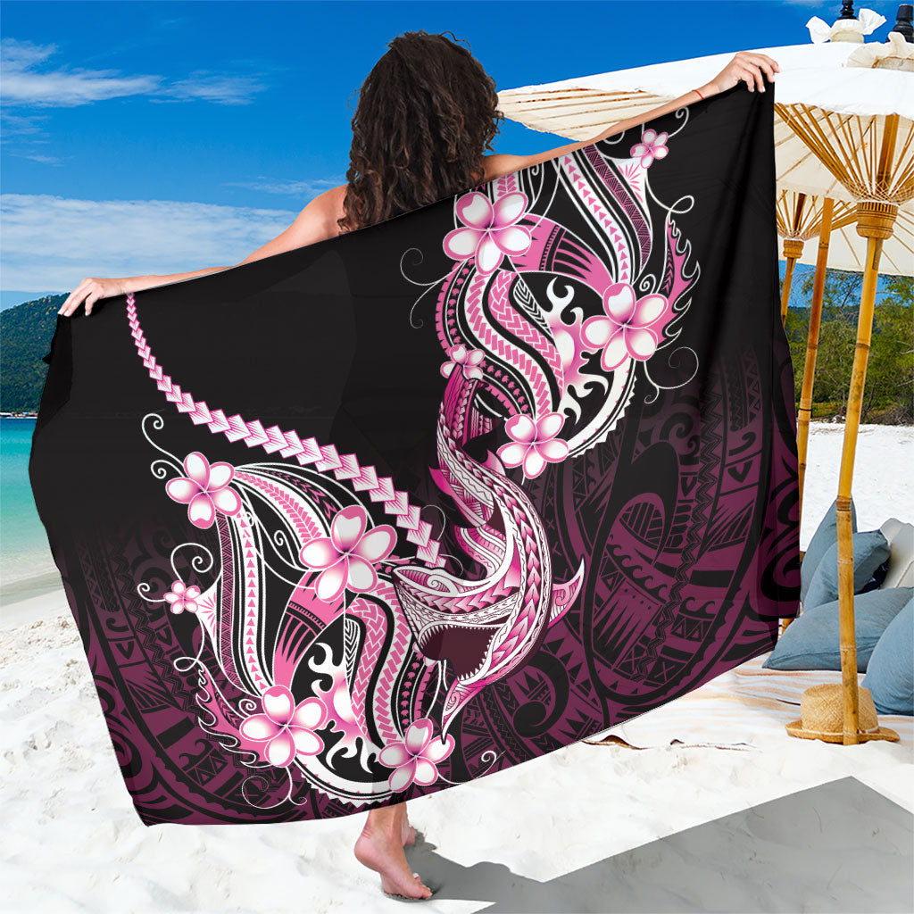 Pink Black Aloha Hawaii Sarong Polynesian Shark Tattoo Plumeria LT14 One Size 44 x 66 inches Pink - Polynesian Pride