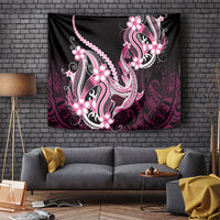 Pink Black Aloha Hawaii Tapestry Polynesian Shark Tattoo Plumeria