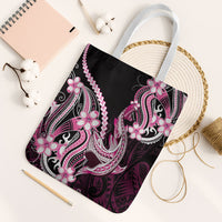 Pink Black Aloha Hawaii Tote Bag Polynesian Shark Tattoo Plumeria