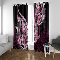 Pink Black Aloha Hawaii Window Curtain Polynesian Shark Tattoo Plumeria