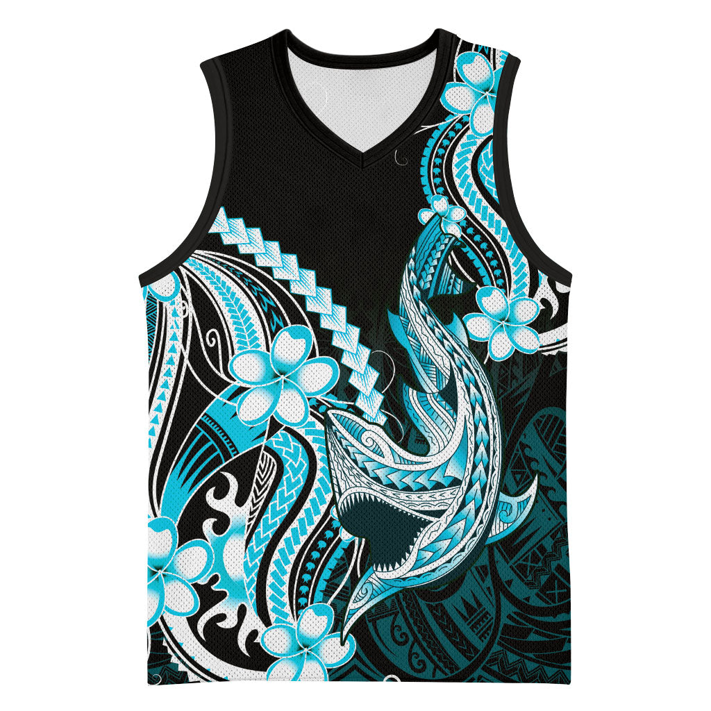 Blue Black Aloha Hawaii Basketball Jersey Polynesian Shark Tattoo Plumeria LT14 Unisex Blue - Polynesian Pride