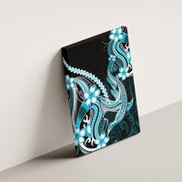 Blue Black Aloha Hawaii Canvas Wall Art Polynesian Shark Tattoo Plumeria