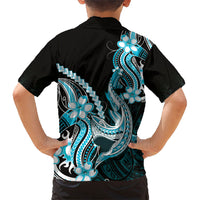 Blue Black Aloha Hawaii Hawaiian Shirt Polynesian Shark Tattoo Plumeria