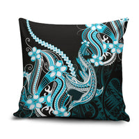 Blue Black Aloha Hawaii Pillow Cover Polynesian Shark Tattoo Plumeria