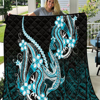 Blue Black Aloha Hawaii Quilt Polynesian Shark Tattoo Plumeria